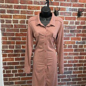Prana Dress Jersey Comfortable Shirt Button Down Midi Sz XL